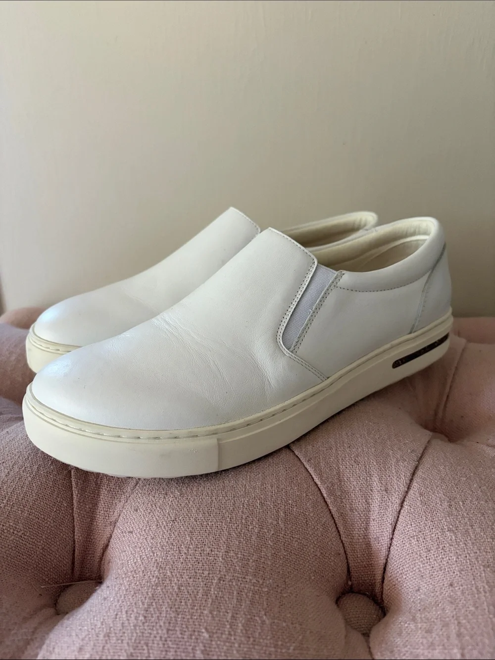 Birkenstock NWOB White Slip-On Leather Casual Sneakers -Sz 41